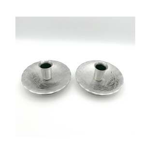 Wendell August Forge Hammered Aluminum Candle Stick Holders Pair Pine Cone